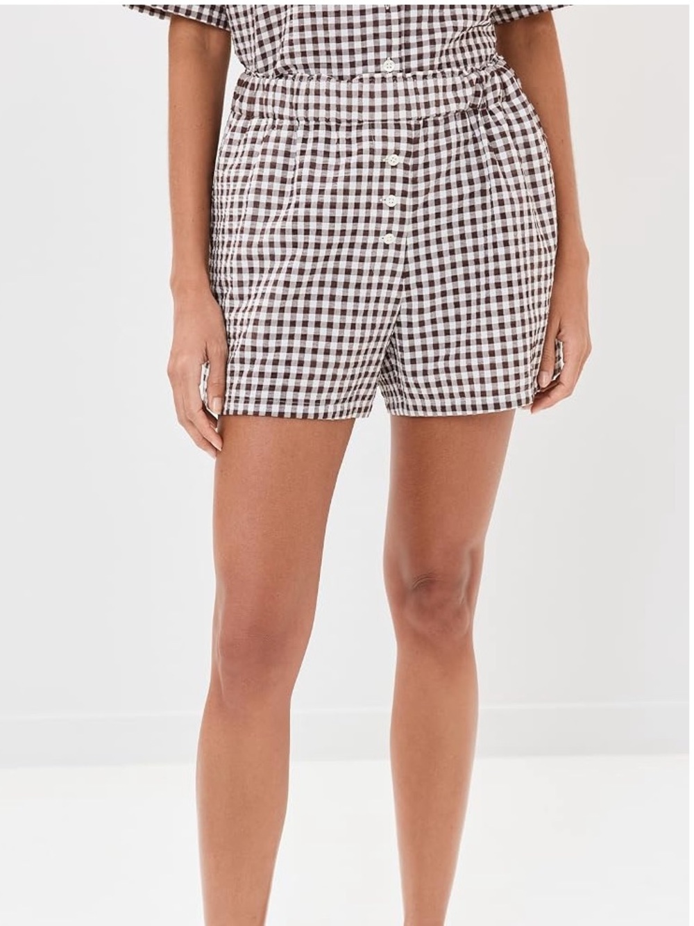 STAUD Gabi Shorts in Dark Chocolate Gingham Size Medium